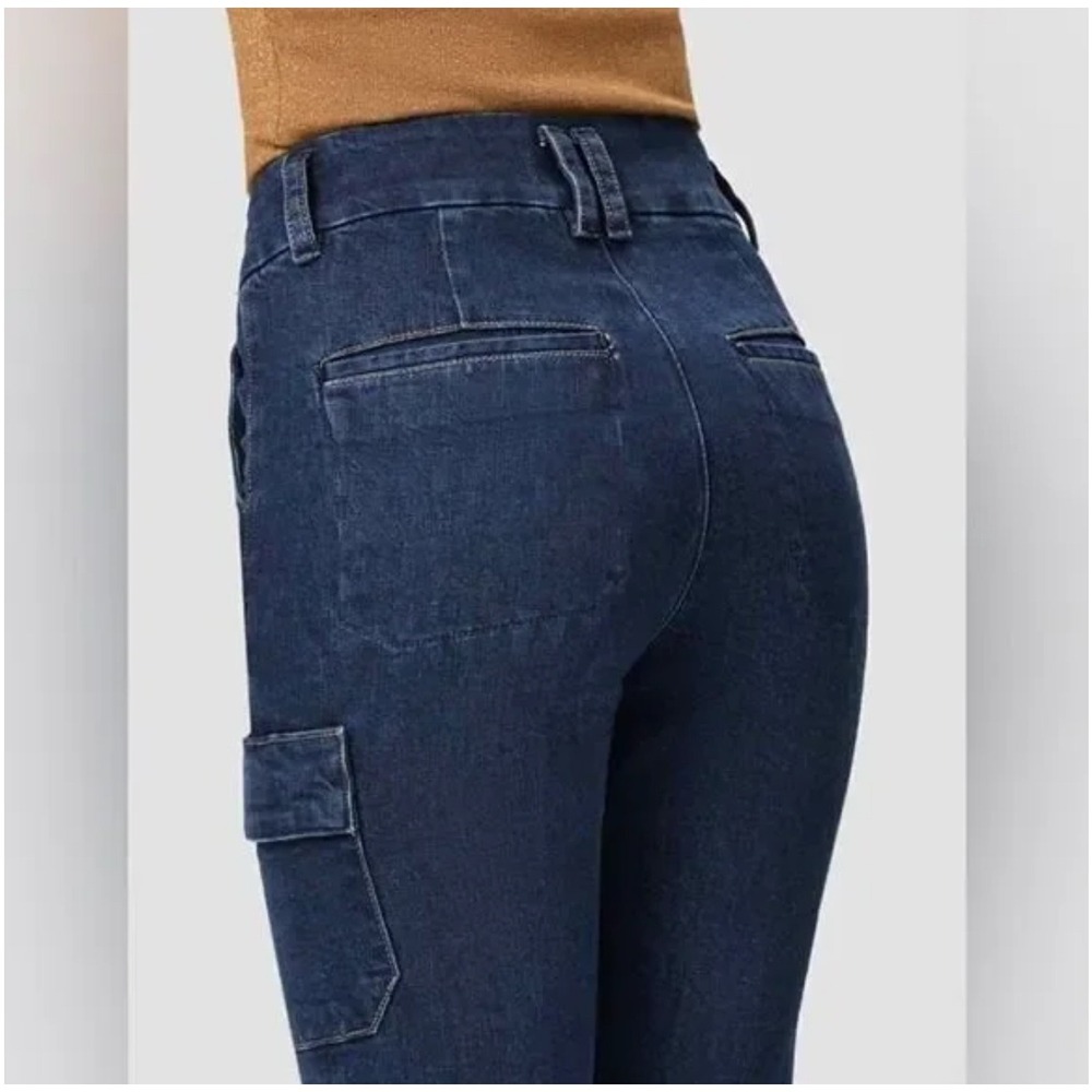 PAIGE Dion Cargo Pockets Gracie Lou Flare Jeans Sz 26 High Rise Dark Wash NWT - Picture 15 of 15